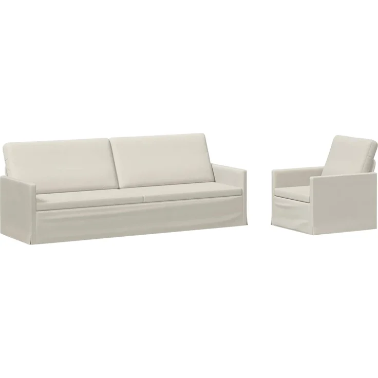 vidaXL Sofa-Set 2 pcs Creme Samt (V) 3433237 – Bild 2
