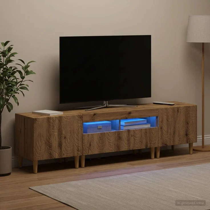 vidaXL 3-teiliges LED TV Regal DELFT Artisan-Eiche Holzwerkstoff 3416771 – Bild 1