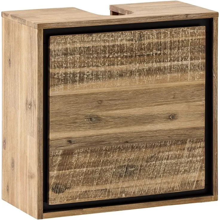 Waschbeckenunterschrank Akazie hängend 51x51x25 cm Woodkings Jolo Echtholz Badmöbel rustikal schmaler Badschrank Gäste-WC