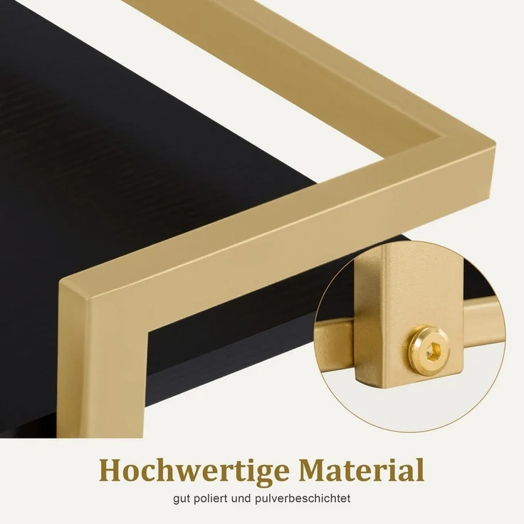 M MCombo Servierwagen mit Rollen, Küchenwagen Barwagen Metallgestell Schwarz-Gold, Moderne Rollwagen Mehrzweckwagen mit 3 Ebenen, für Küche Bad Wohnzimmer Büro, 0033 – Bild 3