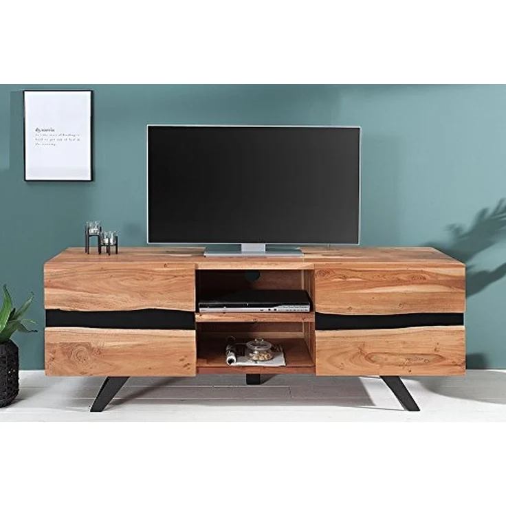 riess-ambiente Lowboard AMAZONAS 160cm natur, Massivholz · TV-Board · Baumkante · Akazie · Wohnzimmer – Bild 3
