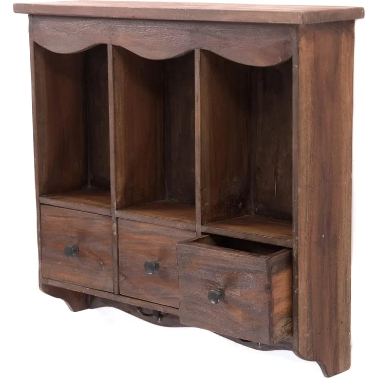 DESIGN DELIGHTS Wandregal WANDREGAL "BELLE", Mahagoni Holz, 62 cm, Küchenregal mit Schubladen – Bild 5