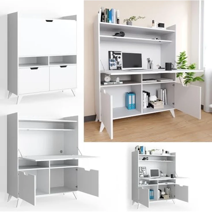 Sekretär Schreibtisch Berdi Weiß 110 x 45 cm Vicco – Bild 5