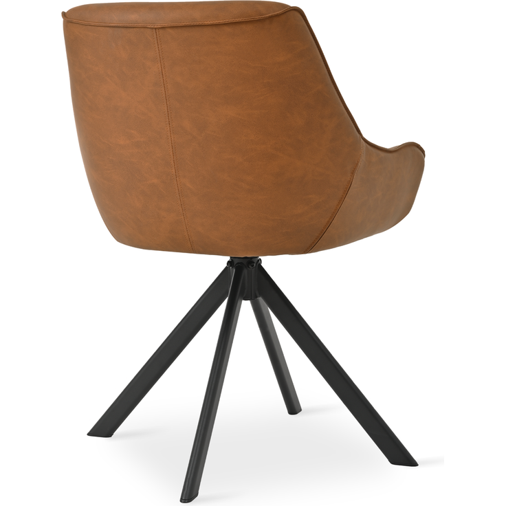 GOEURVANT 1178 Esszimmerstühle 4er-Set mit Armlehnen, 360° Drehbar, Kunstleder - Braun – Bild 4