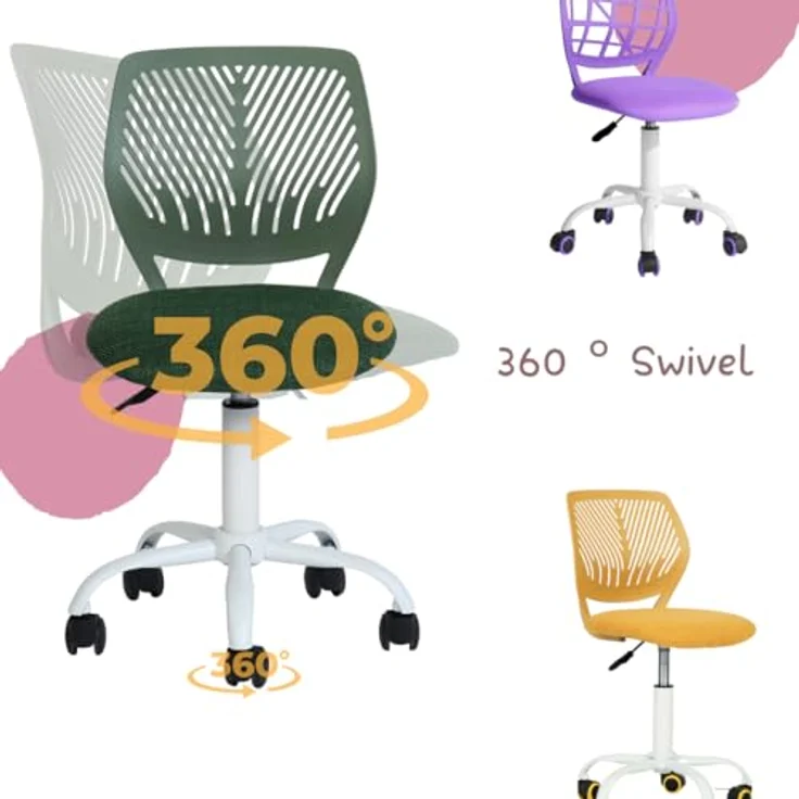 FurnitureR Bunte Schreibtischstuhl, Modernes verstellbares Design Computer Sitz, Swivel Armless Stuhl, Kinderzimmer, Home Office Task Chair – Bild 10