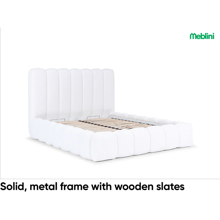 MEBLINI Polsterbett 200x200 mit Lattenrost mit Matratze - CARLOS - Grau Boucle - Bubble Bett - Cloud Bett - Marshmallow Bed - Kopfteil Bett mit Stauraum – Bild 6