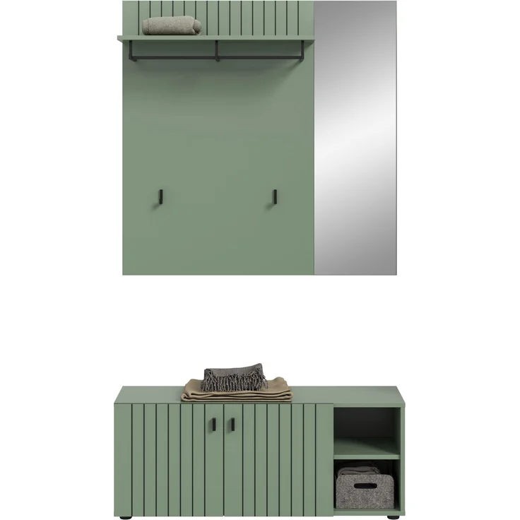 Garderobenkombination (B/H/T: 106x192x37 cm) in Smoke Green Nachbildung – Bild 2