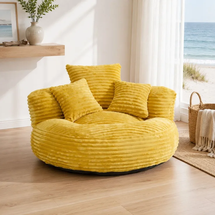 DESVIAE Sitzsack mit hoher Rückenlehne 108x52x108 cm aus Cord, senfgelb