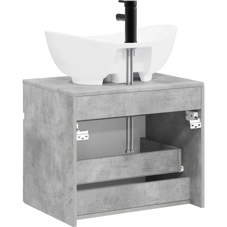 vidaXL Waschbeckenschrank Betongrau 59 x 44,5 x 80 cm Holzwerkstoff 3404313 – Bild 7