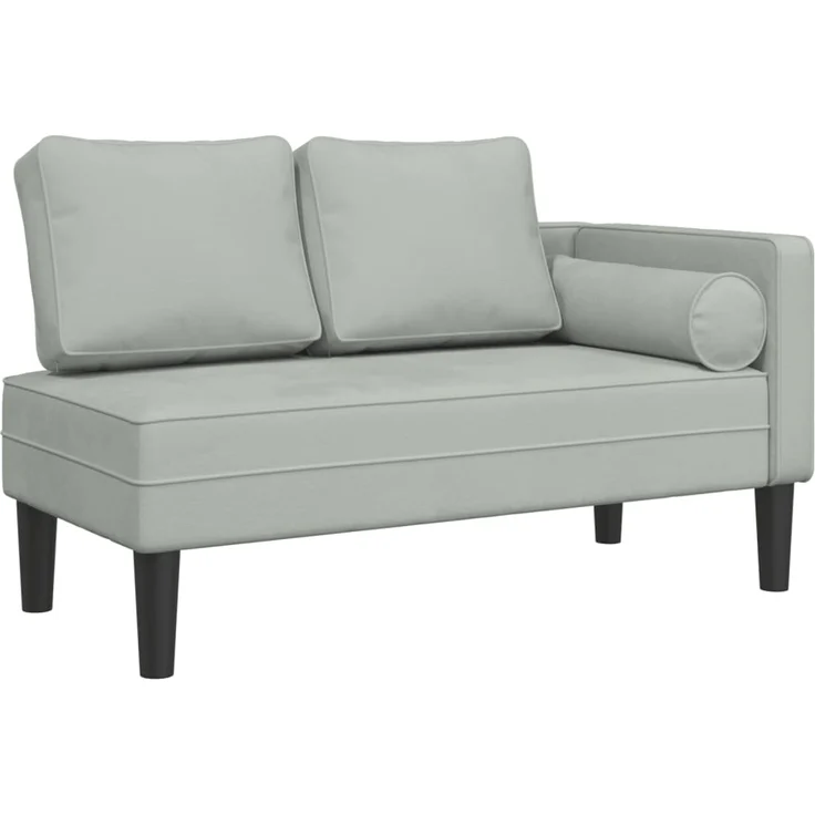 vidaXL Chaiselongue mit Kissen Hellgrau Samt 4007571 – Bild 1