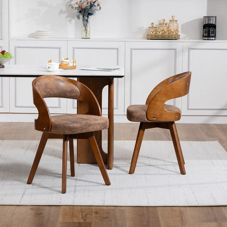 LVHOM Esszimmerstuhl 360° drehbar, 2er Set, Polsterstuhl aus Tech-Stoff und Massivholz, Küchenstuhl gepolstert, ergonomischer Schalenstuhl mit Armlehne, bis 150 kg – Bild 8