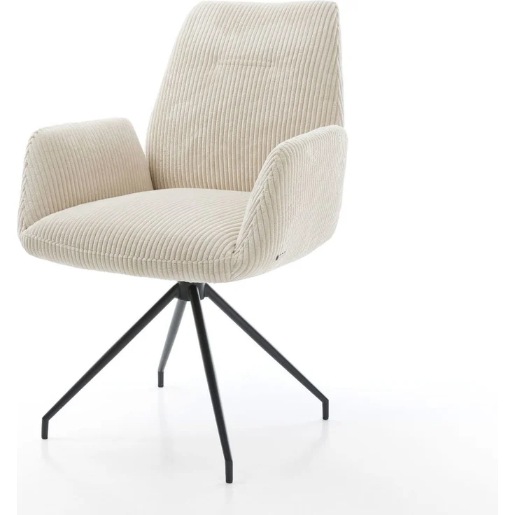 Esszimmerstuhl Zoa-Flex Cord Beige Kreuzgestell konisch Schwarz Taschenfederkern – Bild 1