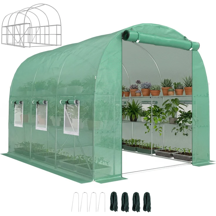 MELAYR, Gewächshaus für den Außenbereich, 2,8 x 2 x 1,9 m, mit Regalen, Grün – Bild 1