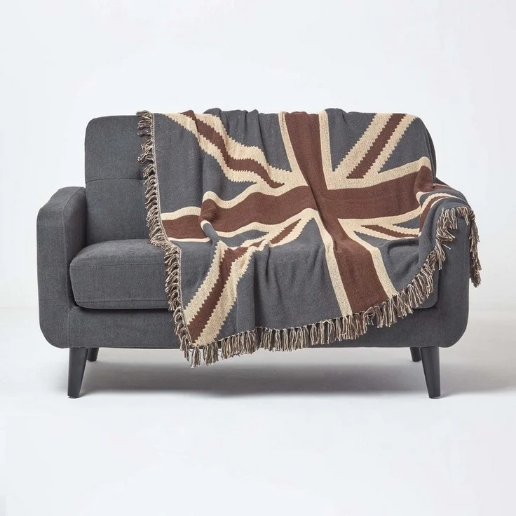 Plaid Überwurf Union Jack-Flagge, 100% Baumwolle, 125 x 150 cm, Homescapes – Bild 5