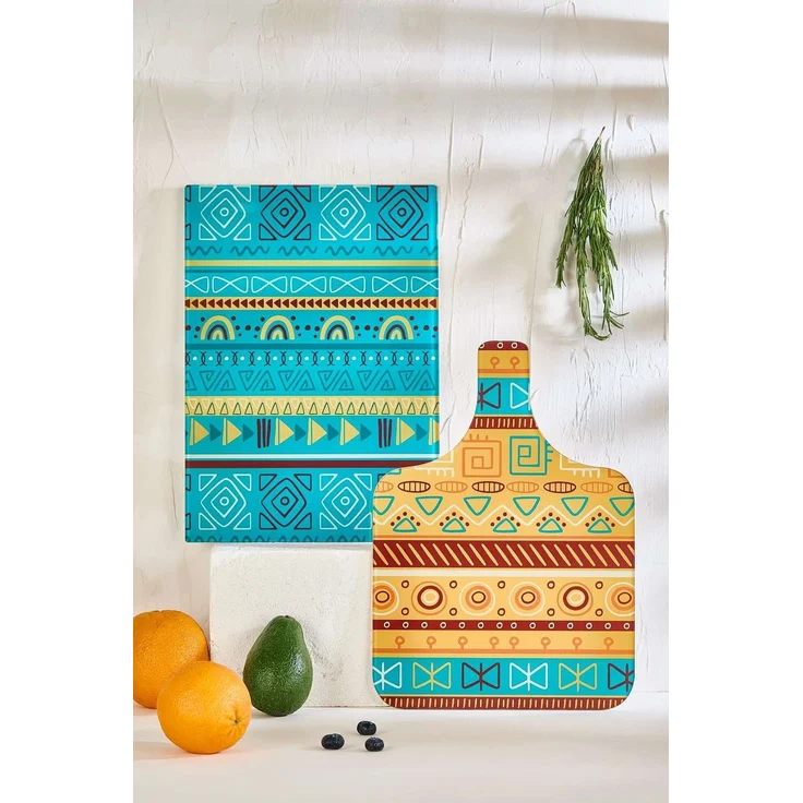 Hermia Concept 'African2' Glasschneidebrett-Set (2-teilig), Mehrfarbig, 25 x 35 cm – Bild 2