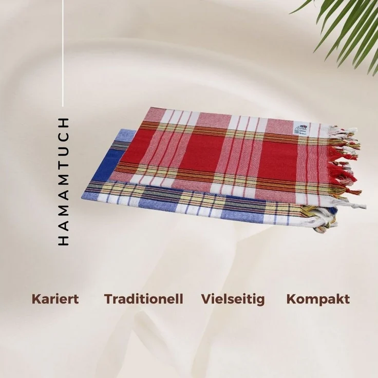 my Hamam Hamamtücher Hamamtuch Set 2 Stück kariert blau und rot, Baumwolle, Polyester (Spar-Set, 2-St), saugstark und pflegeleicht – Bild 4