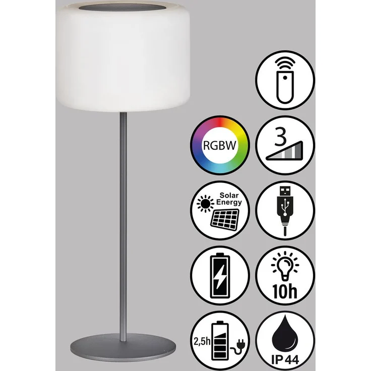 2er SET RGB Tischlampen dimmbar mit Fernbedienung, per USB & Solar aufladbar – Bild 4