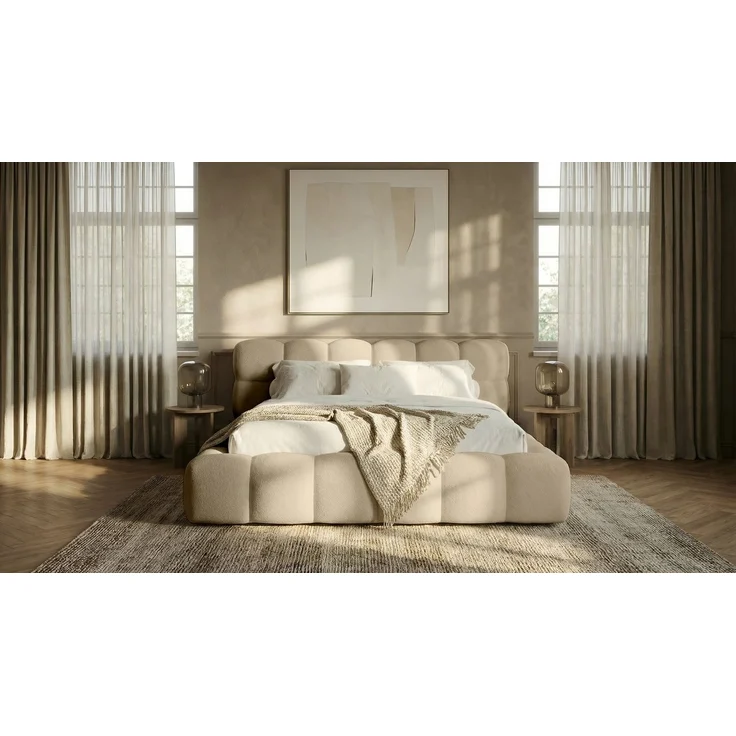 thematys Polsterbett CLOUD mit Bettkasten 180x200cm, Ohne Matratze, Davis, Kreme – Bild 1