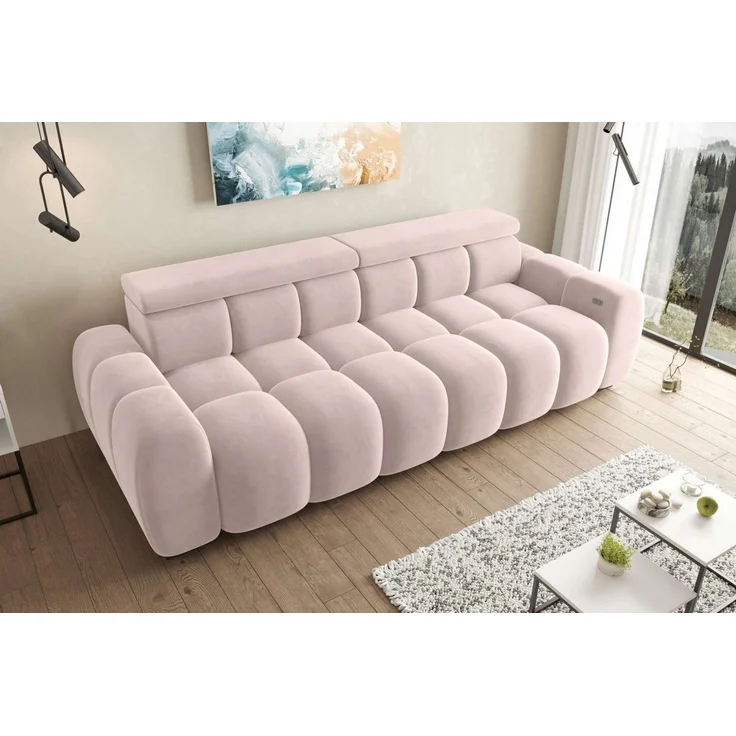 99rooms Alessio Bigsofa Velours TIFFANY Beige mit Sitztiefenverstellung Lieferung Wohnung – Bild 2