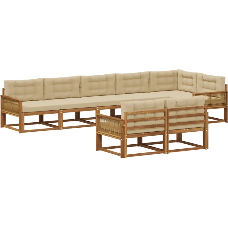 vidaXL Outdoor-Sofagarnitur 8 stk. 8-Sitzer Natur und Beige 3382671 – Bild 2