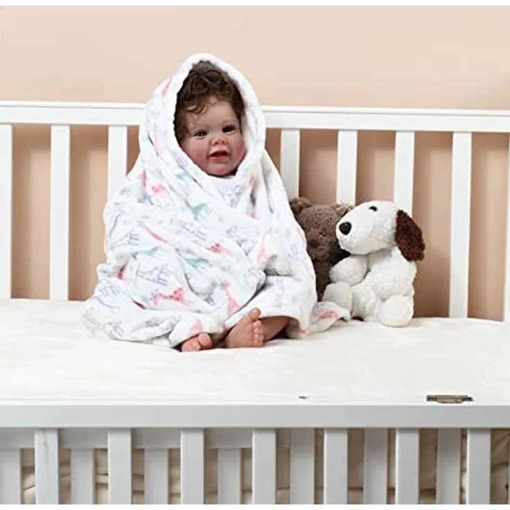 CREVENT Niedliche seidige Plüsch-Babydecke für Mädchen und Jungen, Kleinkinder, Neugeborene, Kinderbett, Kinderbett, Kinderwagen, Geschenk für alle Jahreszeiten, Elfenbeinfarben – Bild 5
