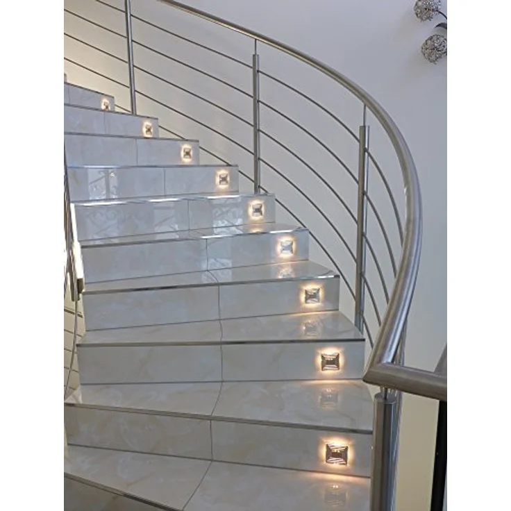 TRANGO LED Einbauleuchte, 5er Set SL-053 LED Design Wandleuchte *SOFIE* Transparent Eckig - Wand- & Treppenleuchte IP44 für Innen und Außen inkl. 1x je 1 Watt LED Modul - warmweiß 3000K beliebig erweiterbar – direkt 230 Volt, Treppenbeleuchtung, Stufen... – Bild 6