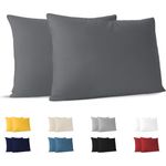 Dreamzie Kissenbezug 30x50 (Set mit 2) - 100% Jersey Baumwolle 150 g/qm Kissenbezüge -Anthrazit - Für Kissenbezug 50x30 cm - Kissenhülle - Resistent und Hypoallergen