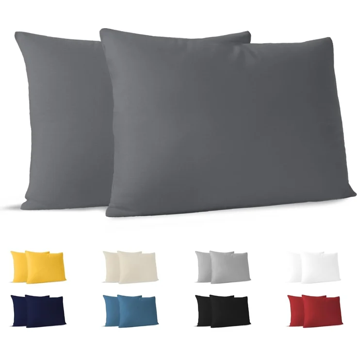 Dreamzie Kissenbezug 30x50 (Set mit 2) - 100% Jersey Baumwolle 150 g/qm Kissenbezüge -Anthrazit - Für Kissenbezug 50x30 cm - Kissenhülle - Resistent und Hypoallergen