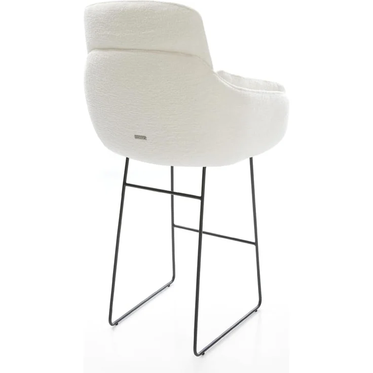 Barstuhl Luan-Flex Bouclé Soft Beige Kufengestell Metall Schwarz – Bild 6