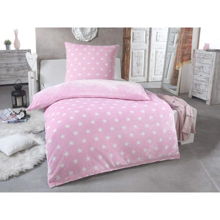 Malika Wendebettwäsche 135x200 + 80x80 cm Cashmere Touch Sterne Bettwäsche, atmungsaktiv, Mikrofaser, 2 teilig, Für Allergiker geeignet, pflegeleicht, angenehm weicher Stoff – Bild 3