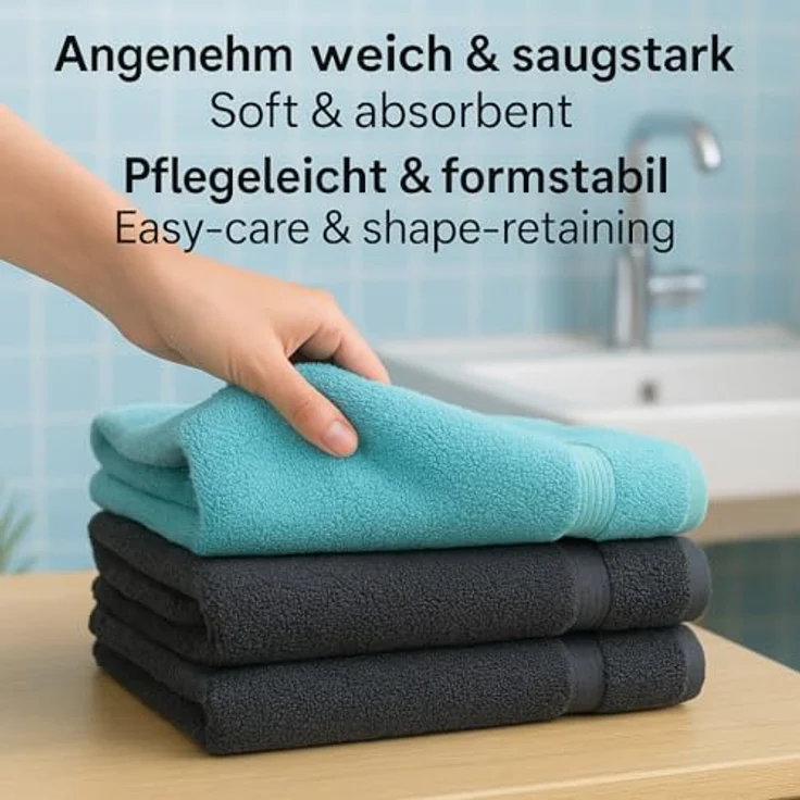 Betz Handtücher 6 Stück Handtücher Palermo 50x100 cm Farbe anthrazit und türkis, 100% Baumwolle – Bild 6
