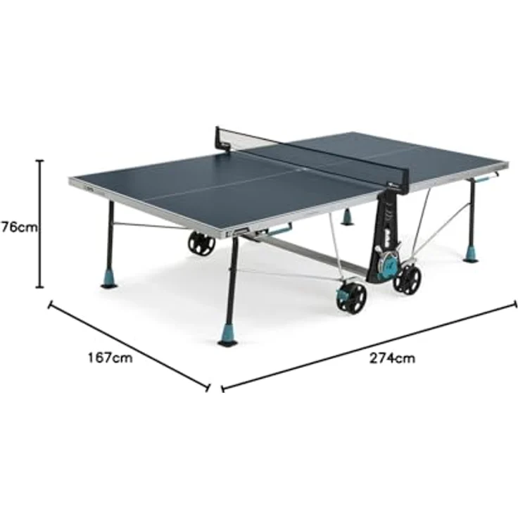 Cornilleau 300X Outdoor Tischtennisplatte, robuste Melaminharzplatte, höhenverstellbar, blau – Bild 11