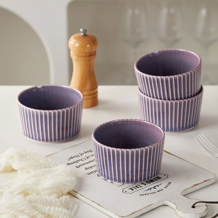 JIWOO Schale 4er Ø11cm, Müslischale Dessertschale Eisschale Obstschale Snackschale, Keramik, (Set, 4-tlg), 4,5 Zoll Hochwertiges Schalen Lila Mikrowellenofen Spülmaschine Bowl – Bild 4