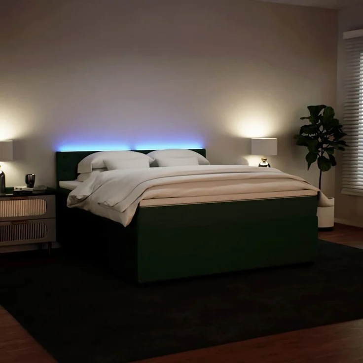 vidaXL Boxspringbett mit Matratze Dunkelgrün 180x200 cm Samt 3290121 – Bild 5