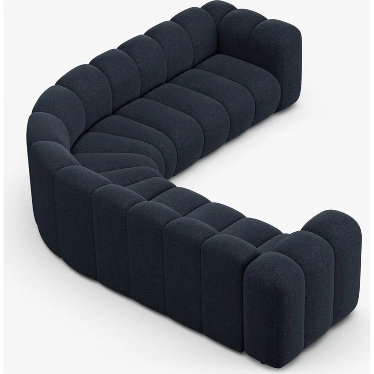 Micadoni symmetrisches Ecksofa Lupine 5-Sitzer mittelgroß Chenille Eden Marineblau – Bild 2