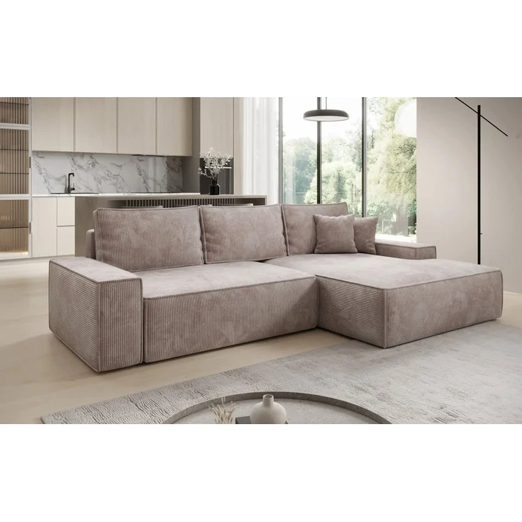 Luxusbetten24 Schlafsofa Designer Sofa Verona mit breiter Ottomane, mit Schlaffunktion und Stauraum – Bild 2