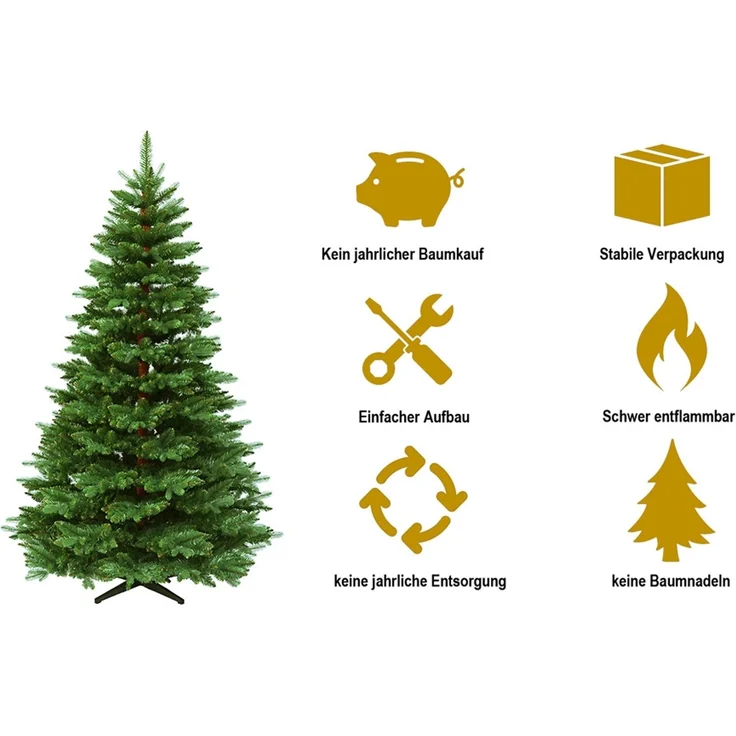 HXT 23012 120 cm künstlicher Weihnachtsbaum inklusive Metallständer, exklusiv & hochwertig, schwer entflammbar – Bild 2
