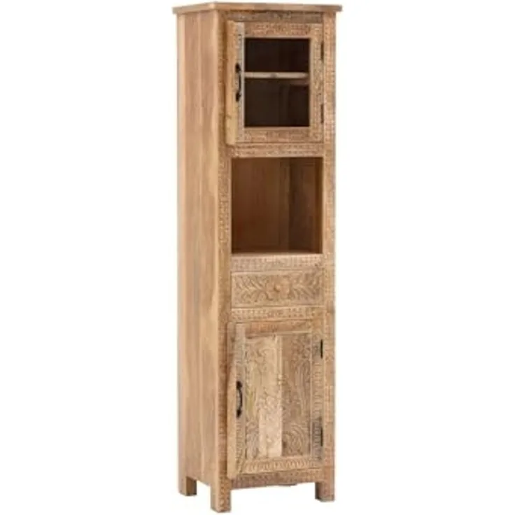 Hochschrank Massivholz Mango braun 50x180x40 cm Badschrank Landhausstil Badezimmerschrank massivum Santa Cruz