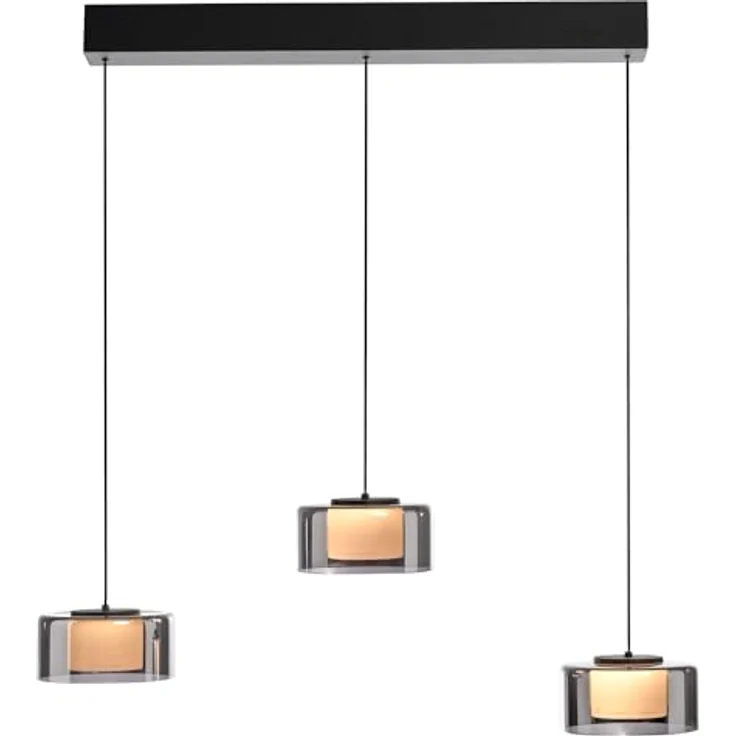 Paul Neuhaus LED-Hängelampe Rika, 71 cm, dreiflammig, dimmbar, höhenverstellbar, Glas, schwarz – Bild 6