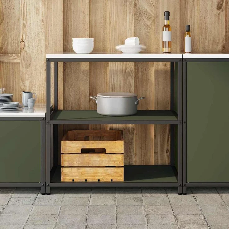 vidaXL Küchenregal HATTEM Olivgrün 90 x 50 x 92 cm Stahl 874957 – Bild 4