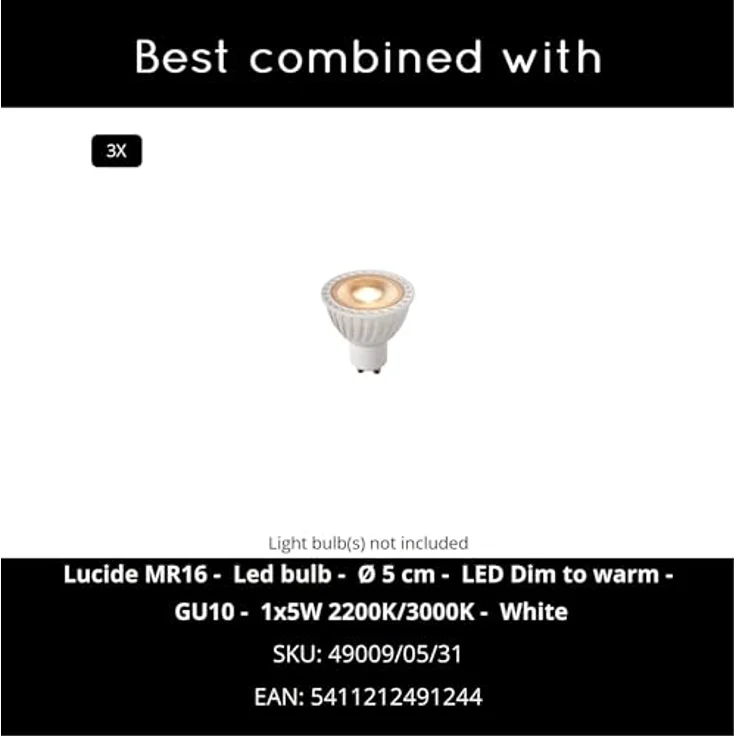 LUCIDE PUNCH Deckenstrahler, Ø 21 cm, dreh- und kippbar, 3xGU10, LED-kompatibel, Weiß – Bild 5