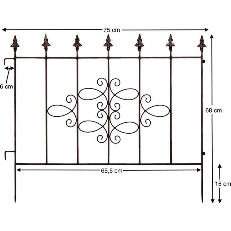 Steckzaun Perugia 20689 Rankhilfe Rankgitter aus Metall B-75cm Kletterhilfe Zaun – Bild 2