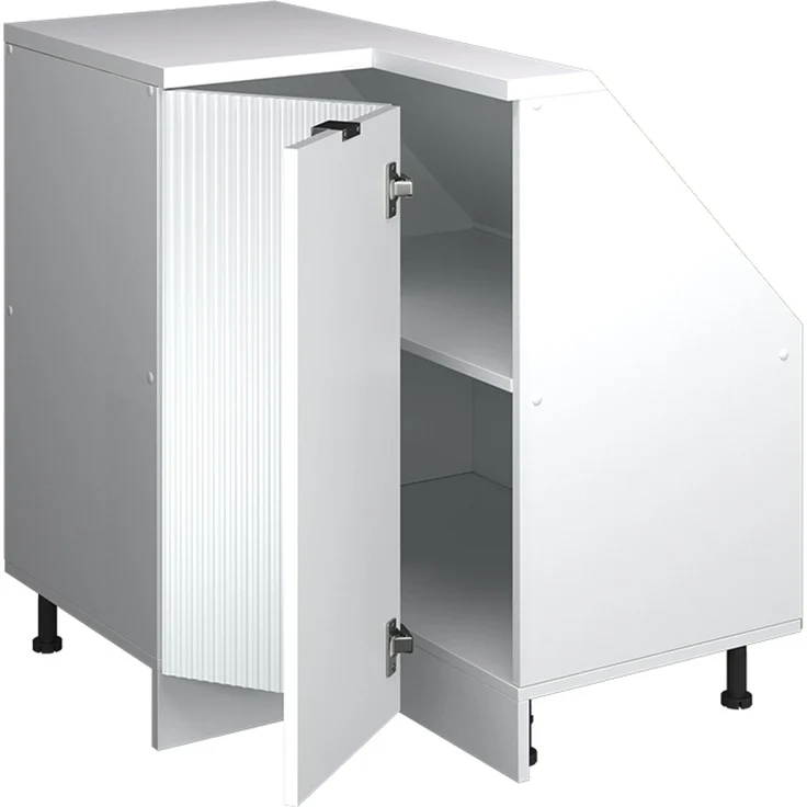 Eck-Küchenschrank für Dachschrägen R-Line Weiß Riffel 75.6 cm mit 1 Tür Vicco – Bild 3