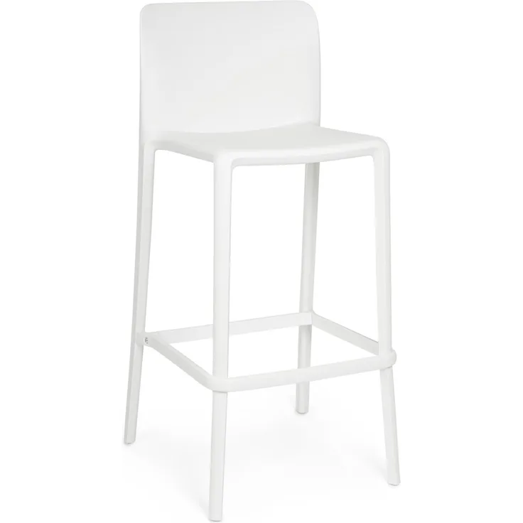 Barhocker Chloris 4er-Set aus Kunststoff, modernes Design, Weiß, UV-beständig, mit Fußstütze