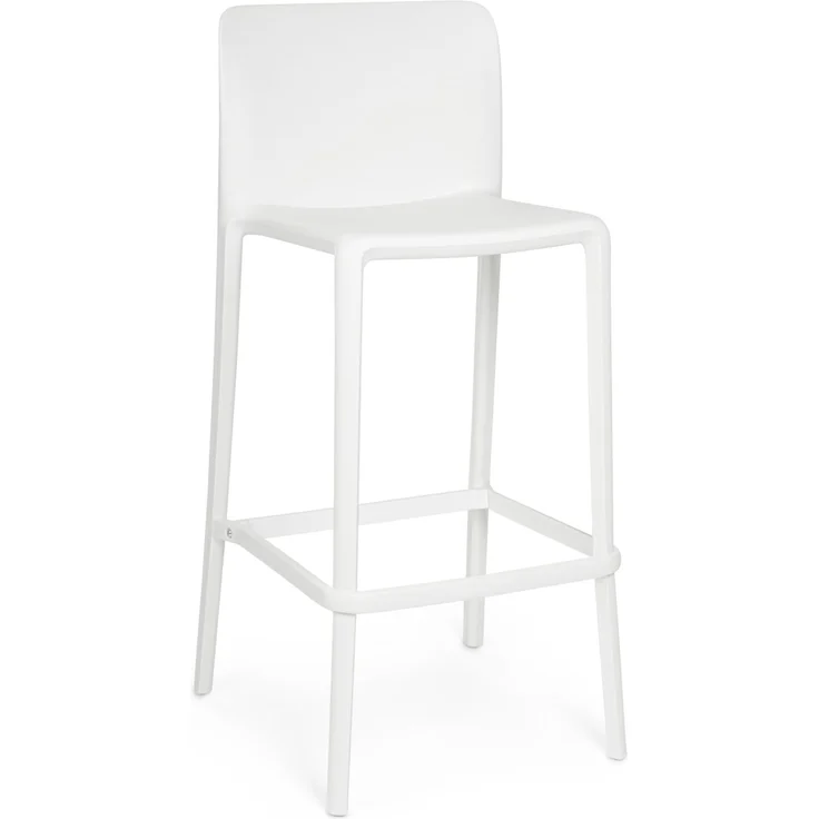 Barhocker Chloris 4er-Set aus Kunststoff, modernes Design, Weiß, UV-beständig, mit Fußstütze – Bild 1