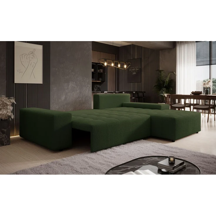 Selsey 'Neluro' Ecksofa mit Schlaffunktion & Bettkasten, Chenille wasserabweisend, Universal, Olivgrün – Bild 4