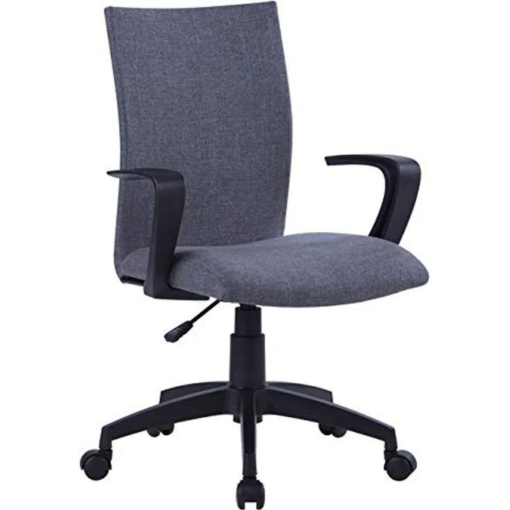 SixBros. Bürostuhl, Schreibtischstuhl mit Armlehnen & hoher Rückenlehne, ergonomischer Drehstuhl für’s Büro oder Home-Office, stufenlos höhenverstellbar & leichtläufig, grau W-157A/8176
