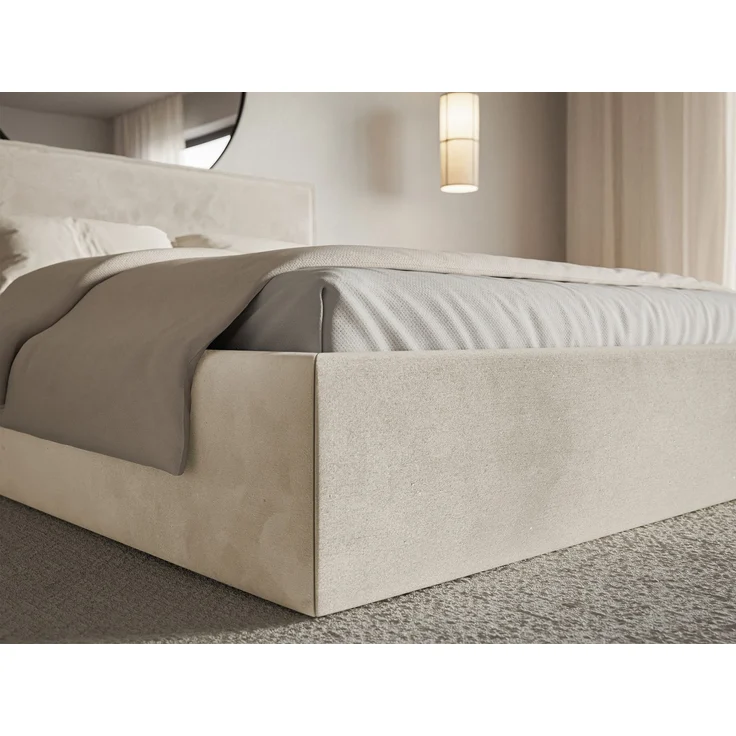 Selsey 'Softie Slim' Polsterbett 180×200 mit Bettkasten und Lattenrost, Velours, beige – Bild 7