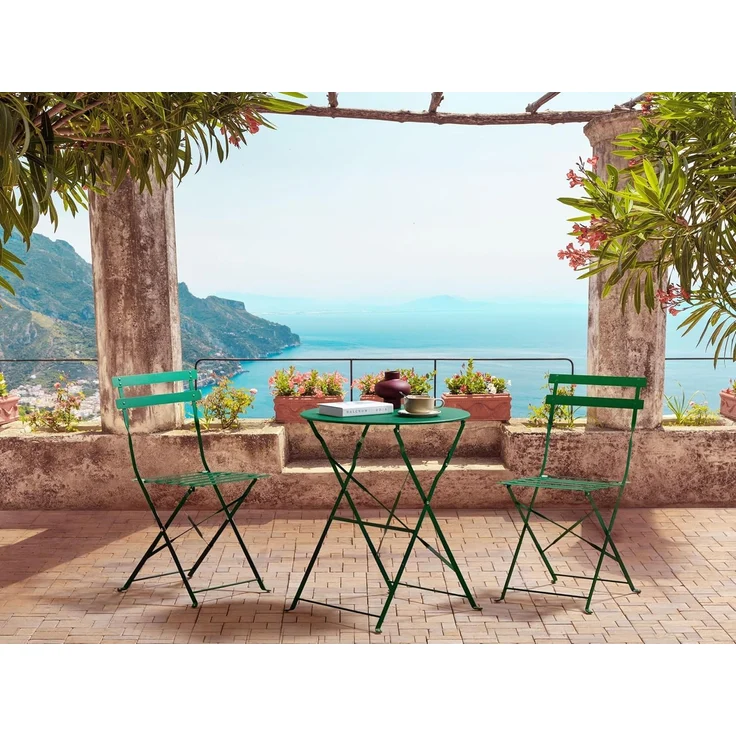 Bistro Set FIORI Metall Dunkelgrün Grün – Bild 2