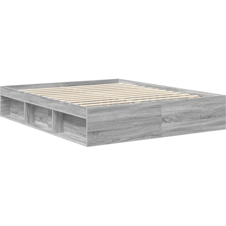 vidaXL Bettrahmen Graues Sonoma 160 x 200 cm Massives Kiefernholz 3409740 – Bild 4